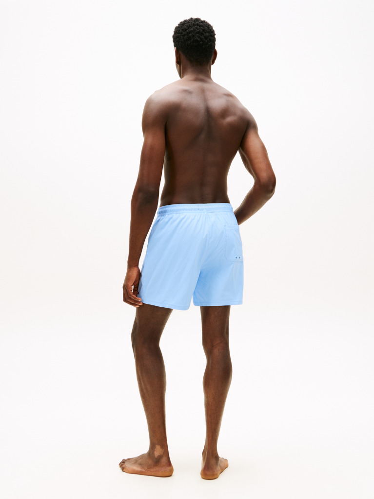 Blue Essential Flag Jacquard Mid Length Swim Shorts  Men