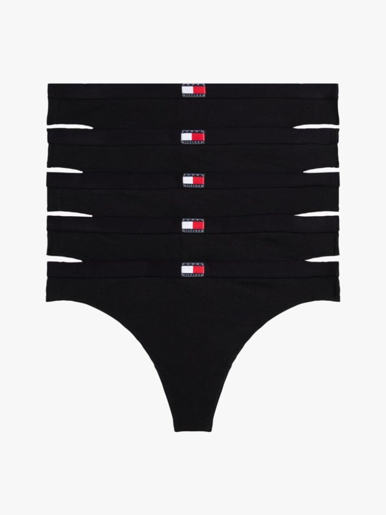 Black 5-Pack Heritage Flag Logo Thongs  Women