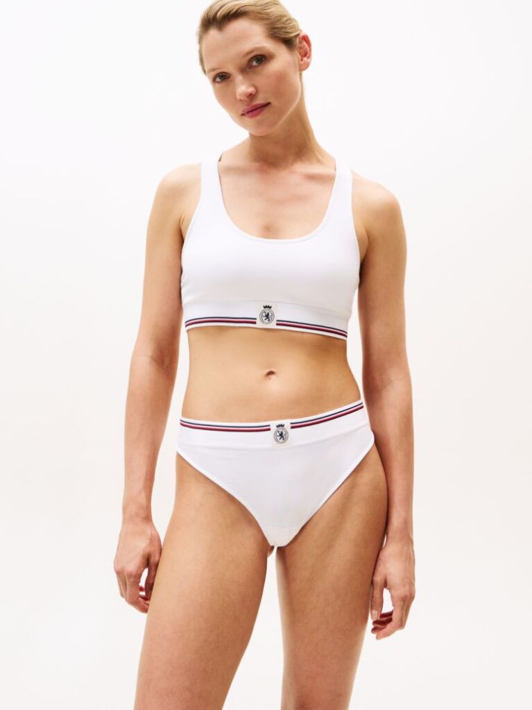 White TH Crest Ribbed Thong  Women