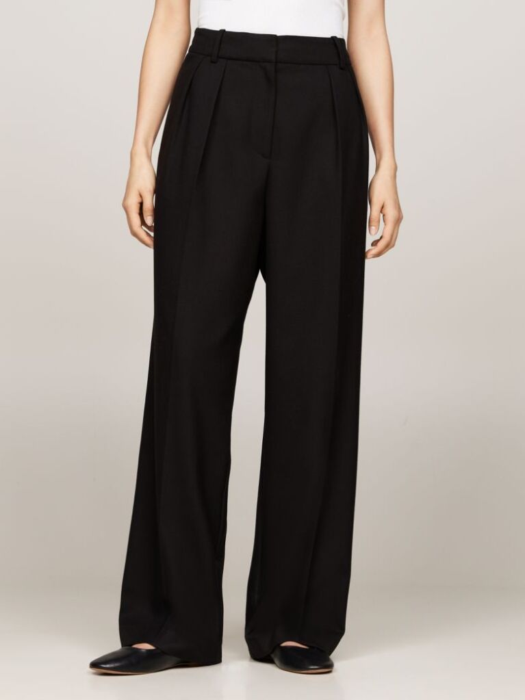 Black Pigment Dyed Relaxed Straight Leg Trousers  Women