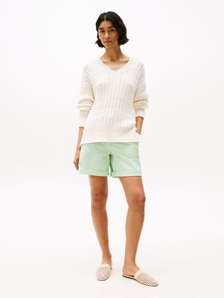 Green Relaxed Chino Bermuda Shorts  Women