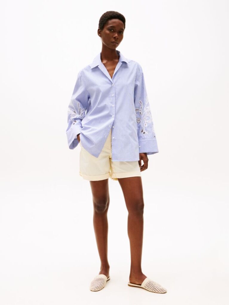 White Relaxed Chino Bermuda Shorts  Women