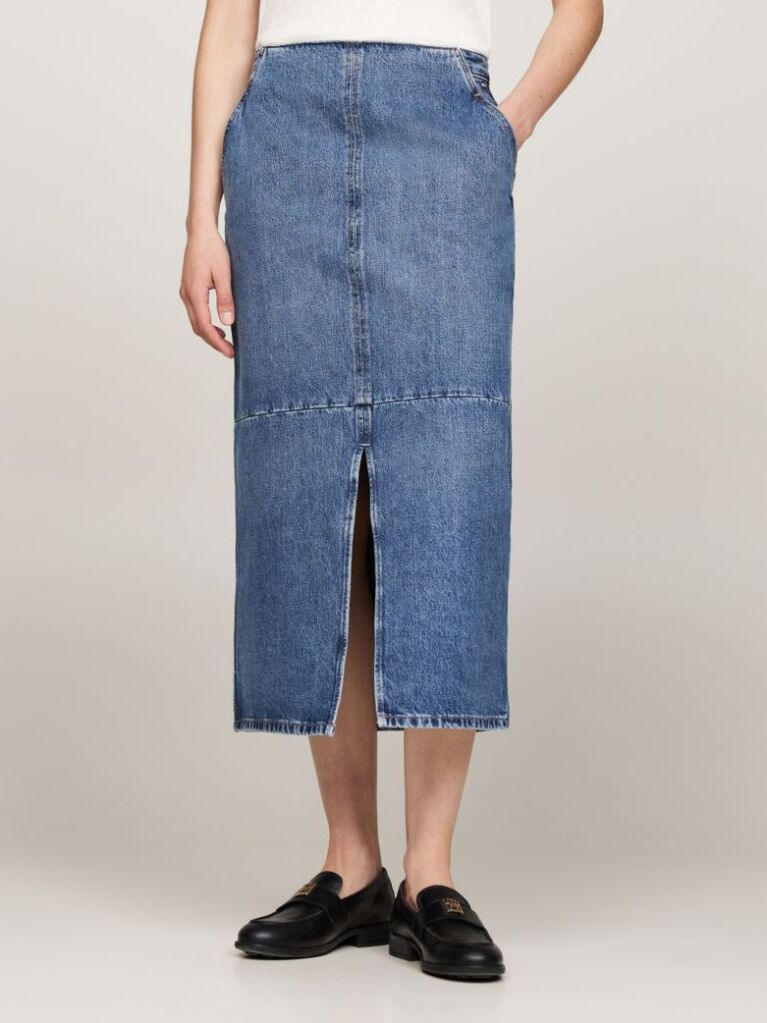 Denim Ψηλόμεση Slim Denim Midi Φούστα  Γυναίκες