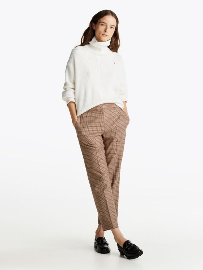 Multi Check Slim Straight Leg Trousers  Women