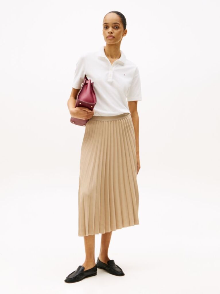 Beige Pleated Midi Skirt  Women