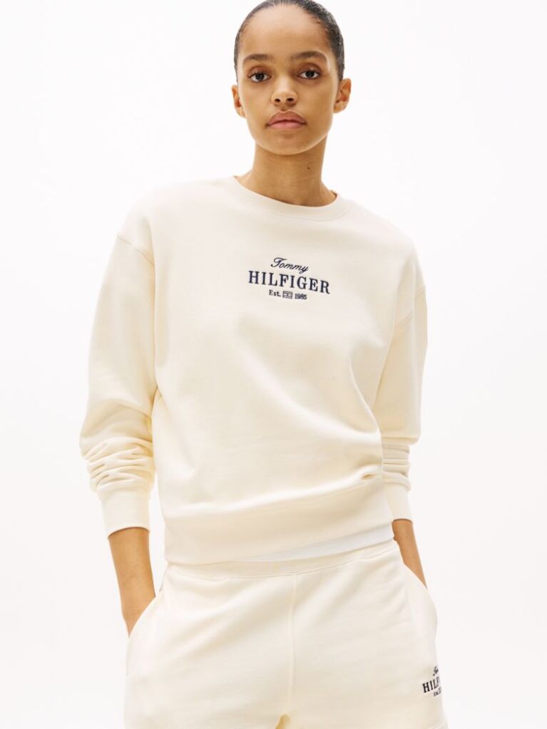 Beige Logo Embroidery Sweatshirt  Women