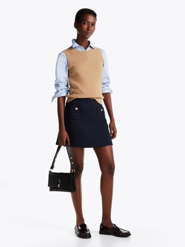 Blue Button Pocket Mini Skirt  Women