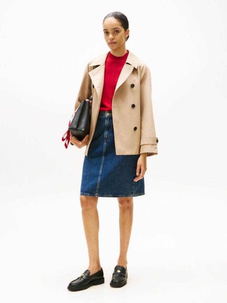 Blue Mid Rise Denim Straight Skirt  Women