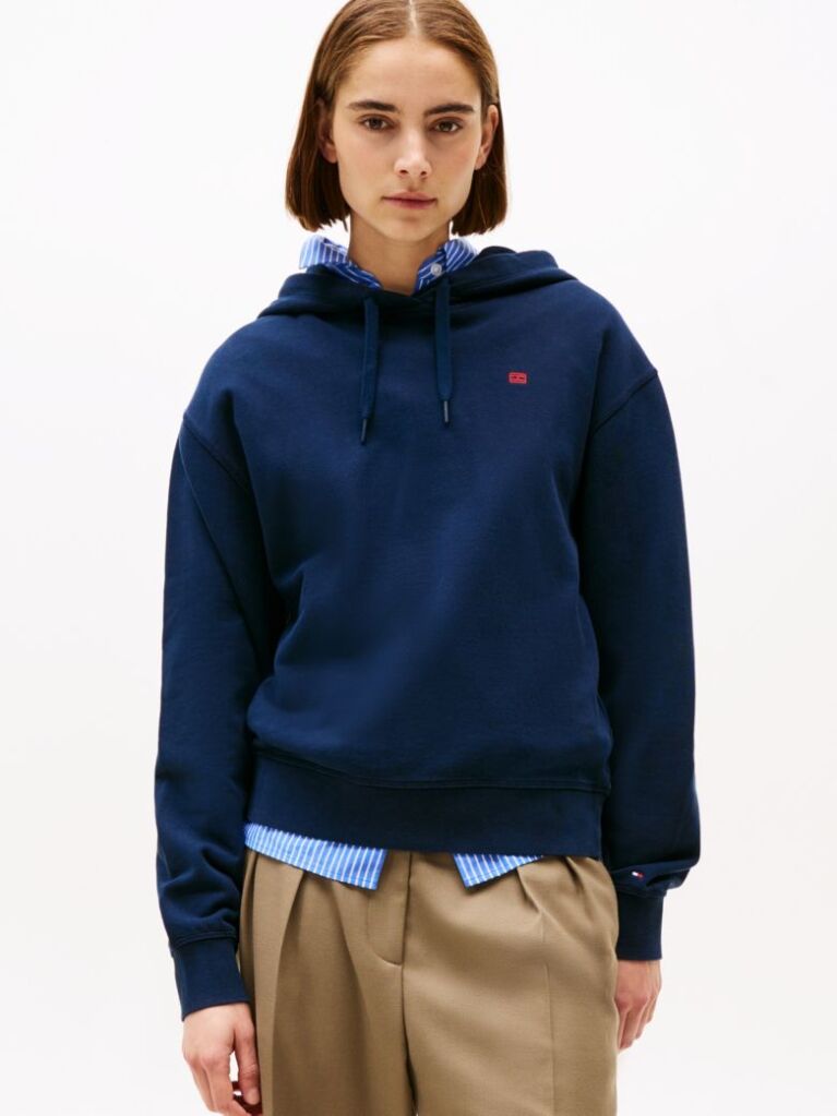 Μπλε Hoody Με Κεντητό Σημαιάκι Σε Αντίθεση  Γυναίκες