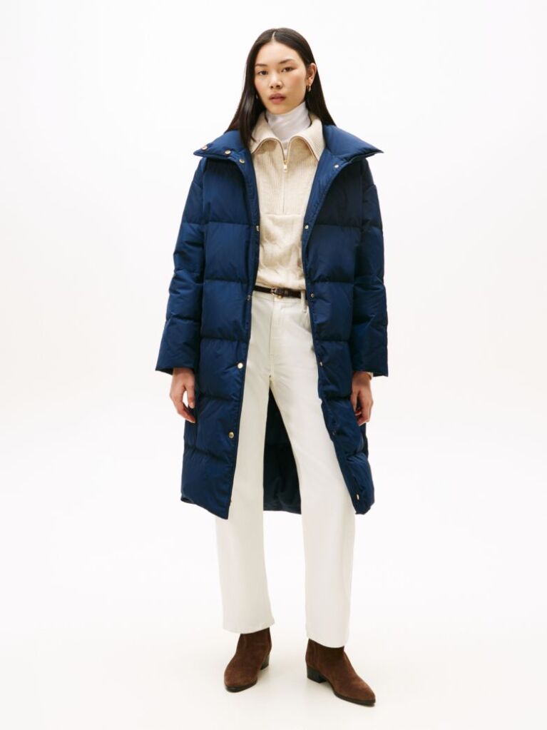 Blue Crest Embroidery Down Puffer Coat  Women