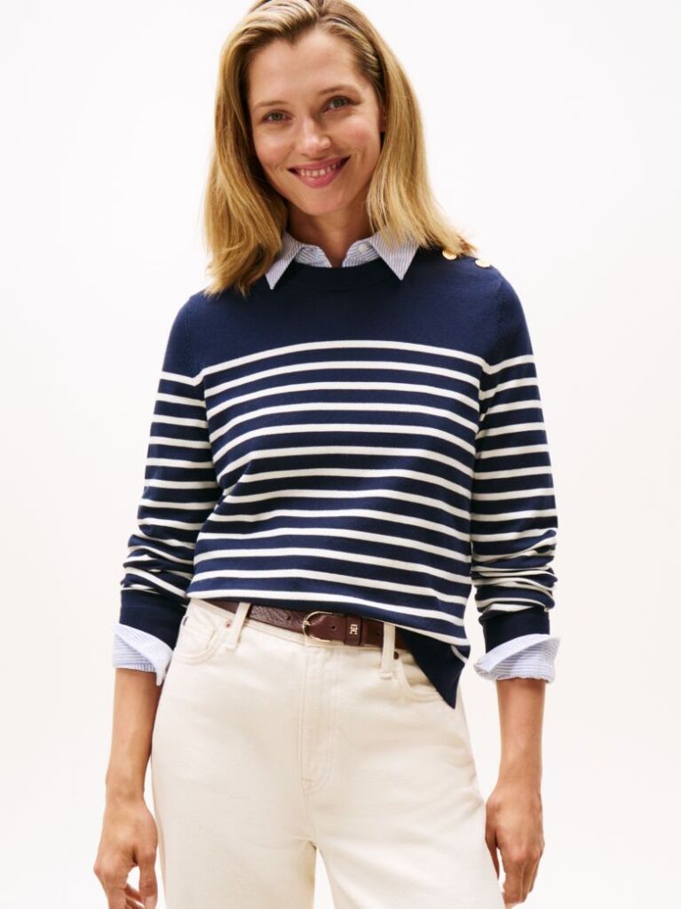 Multi Jersey Gold-Tone Button Jumper  Women