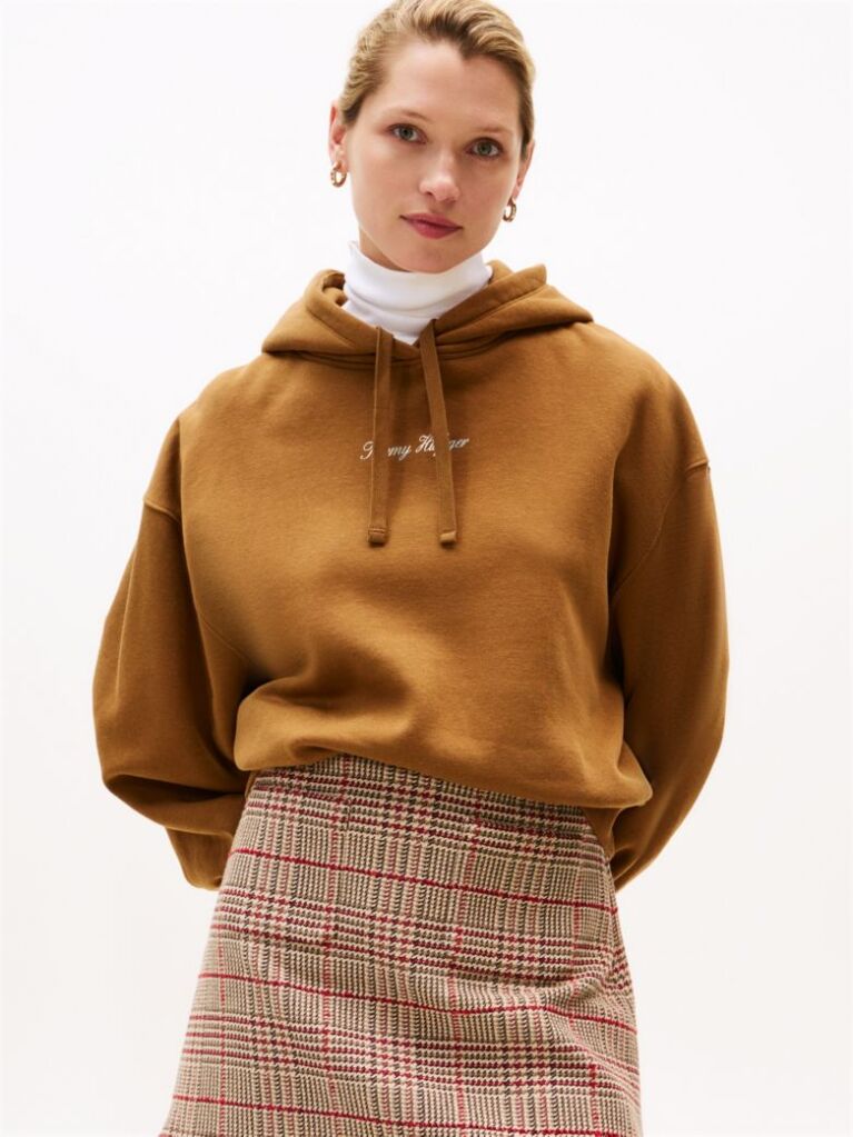 Χακί Άνετο Fleece Hoody Με Λογότυπο  Γυναίκες