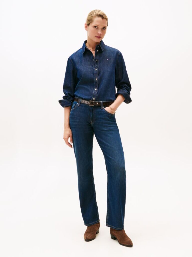 Blue High Rise Straight Leg Jeans  Women