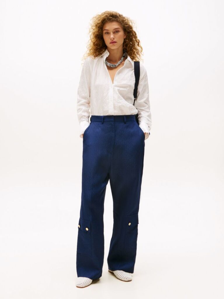 Blue The Runway Collection Linen Blend Cargo Trousers  Women