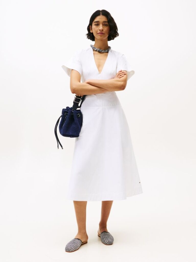 White The Runway Collection Slim Midi Shirt Dress  Women
