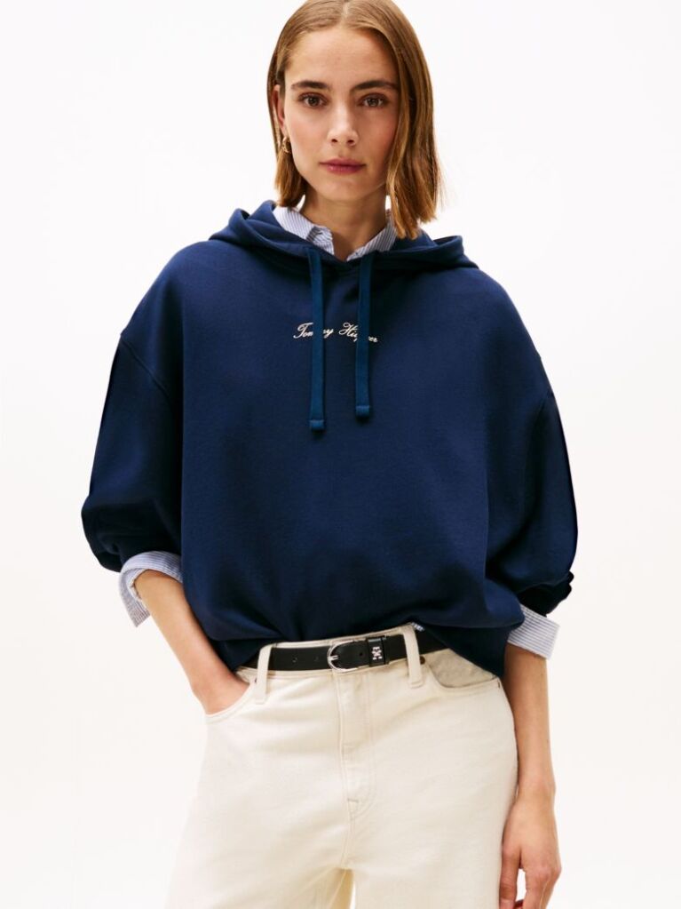 Μπλε Hoodie Από Βαμβακερό Terry  Γυναίκες