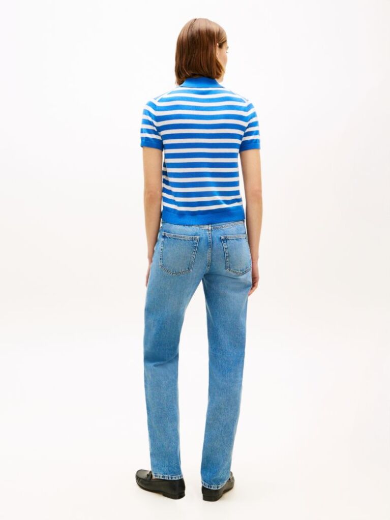 Multi Short Sleeve Polo Jumper With Silk  Women