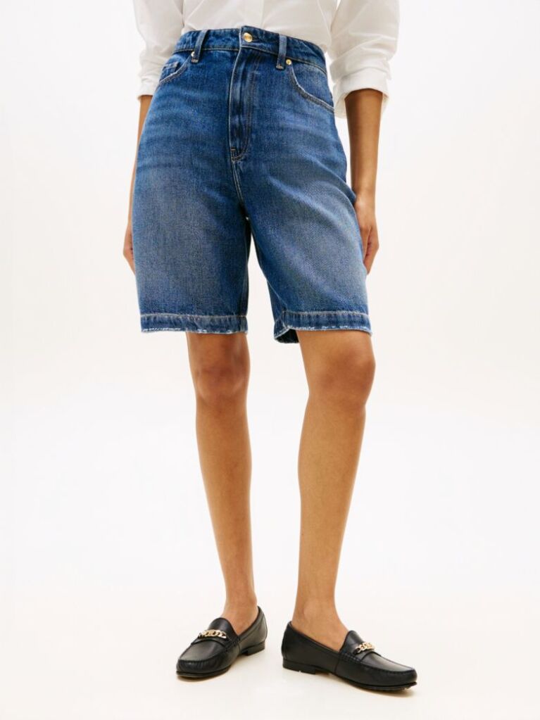 Blue Denim Relaxed Bermuda Shorts  Women