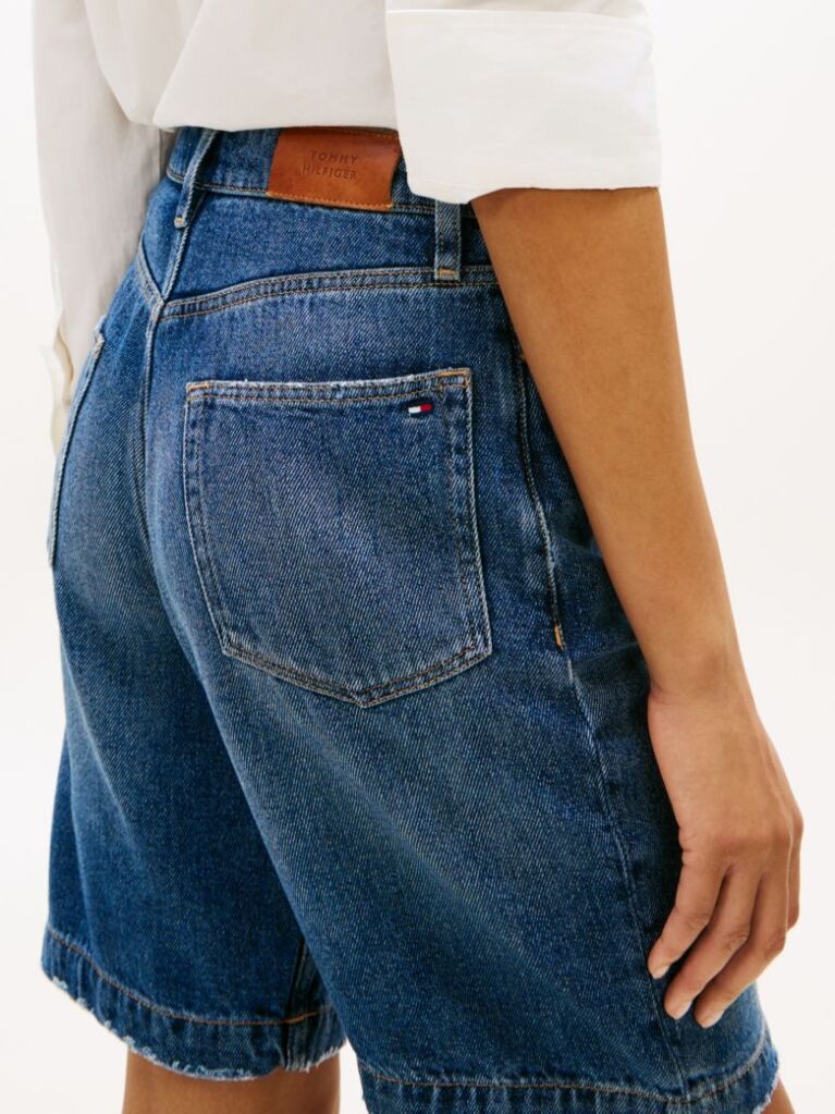 Blue Denim Relaxed Bermuda Shorts  Women