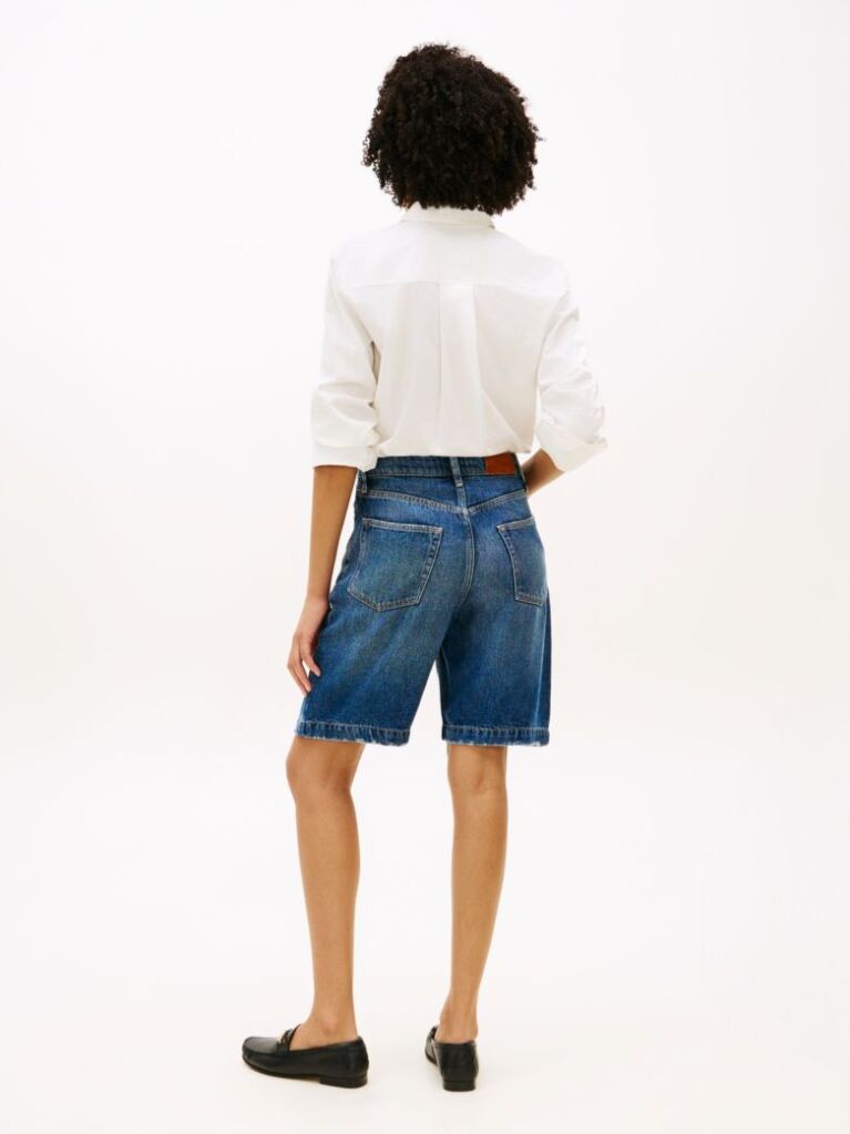 Blue Denim Relaxed Bermuda Shorts  Women