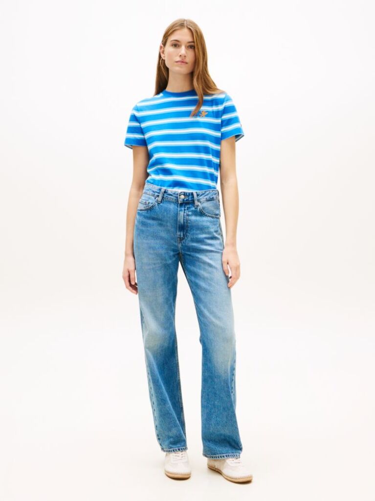 Multi Logo Embroidery Jersey Crew Neck T-Shirt  Women