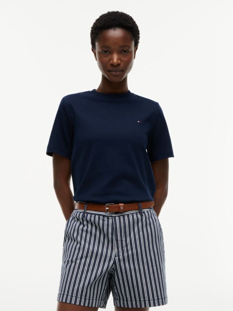 Μπλε Boxy T-Shirt Με Πλέξη Interlock  Γυναίκες