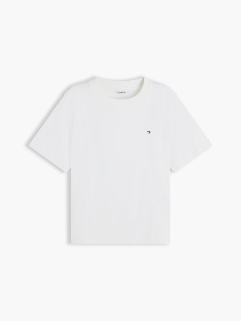 Άσπρο Boxy T-Shirt Με Πλέξη Interlock  Γυναίκες