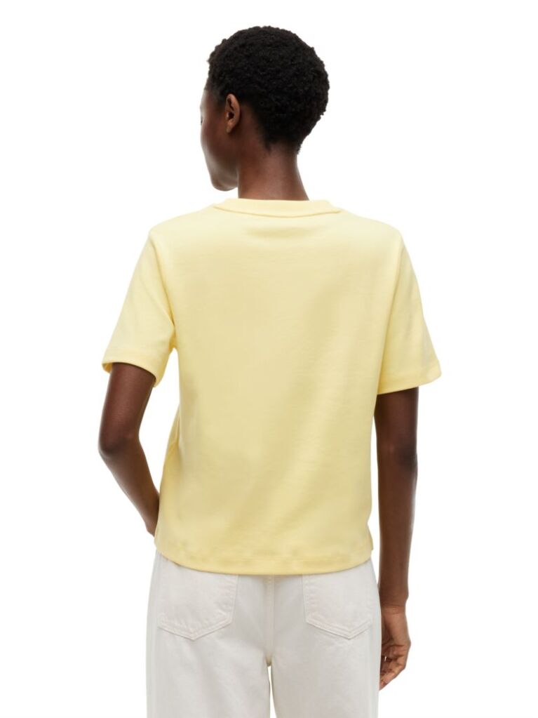 Κίτρινο Boxy T-Shirt Με Πλέξη Interlock  Γυναίκες