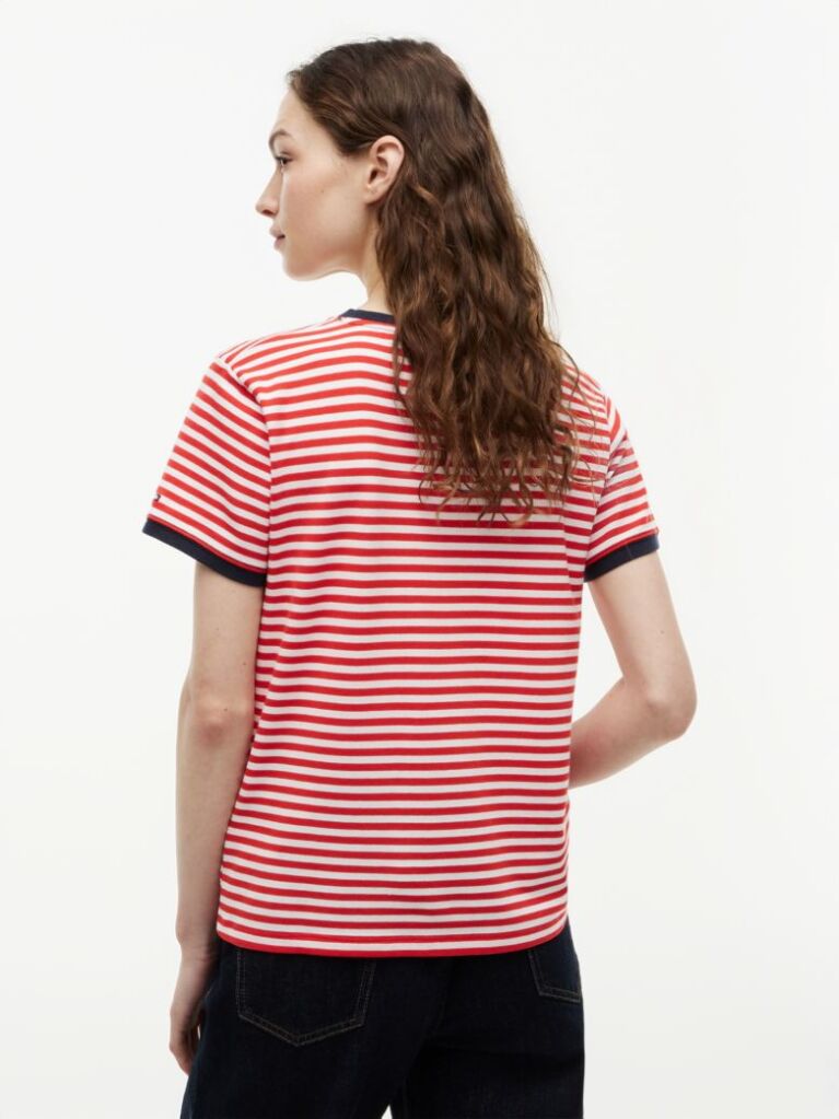 Logo Embroidery Ringer T-Shirt — Breton Fire Red / Ecru Stp
