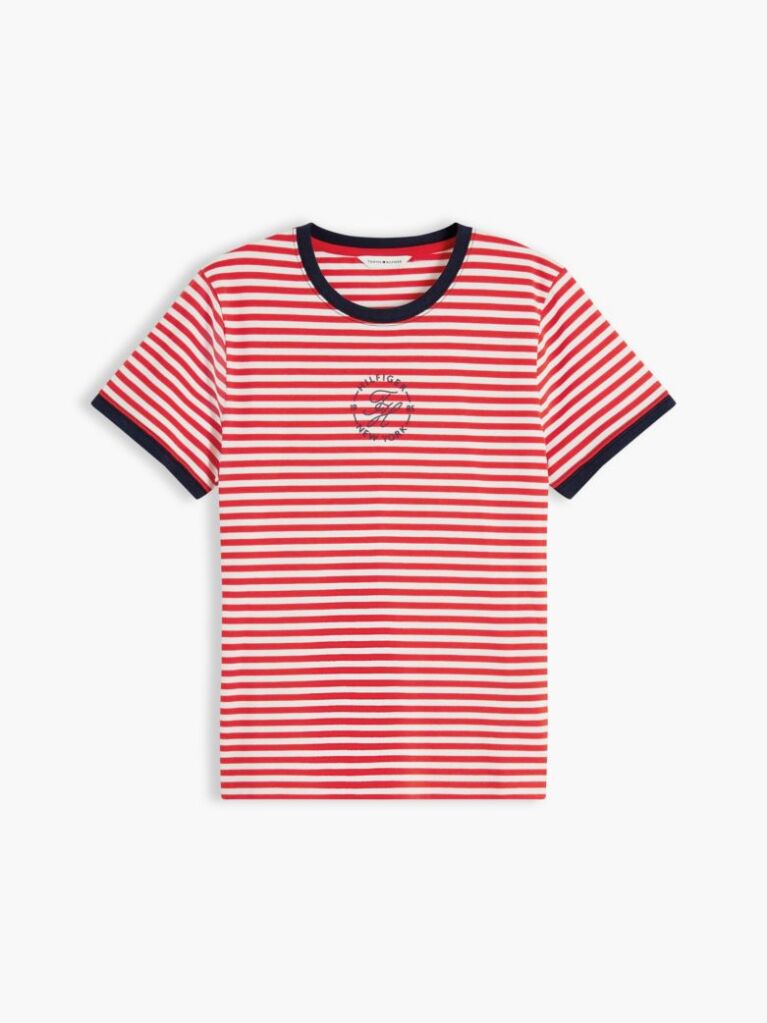 Logo Embroidery Ringer T-Shirt — Breton Fire Red / Ecru Stp