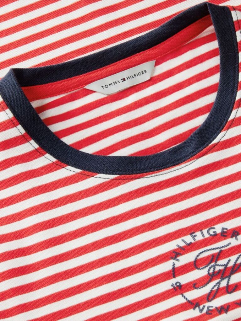 Logo Embroidery Ringer T-Shirt — Breton Fire Red / Ecru Stp