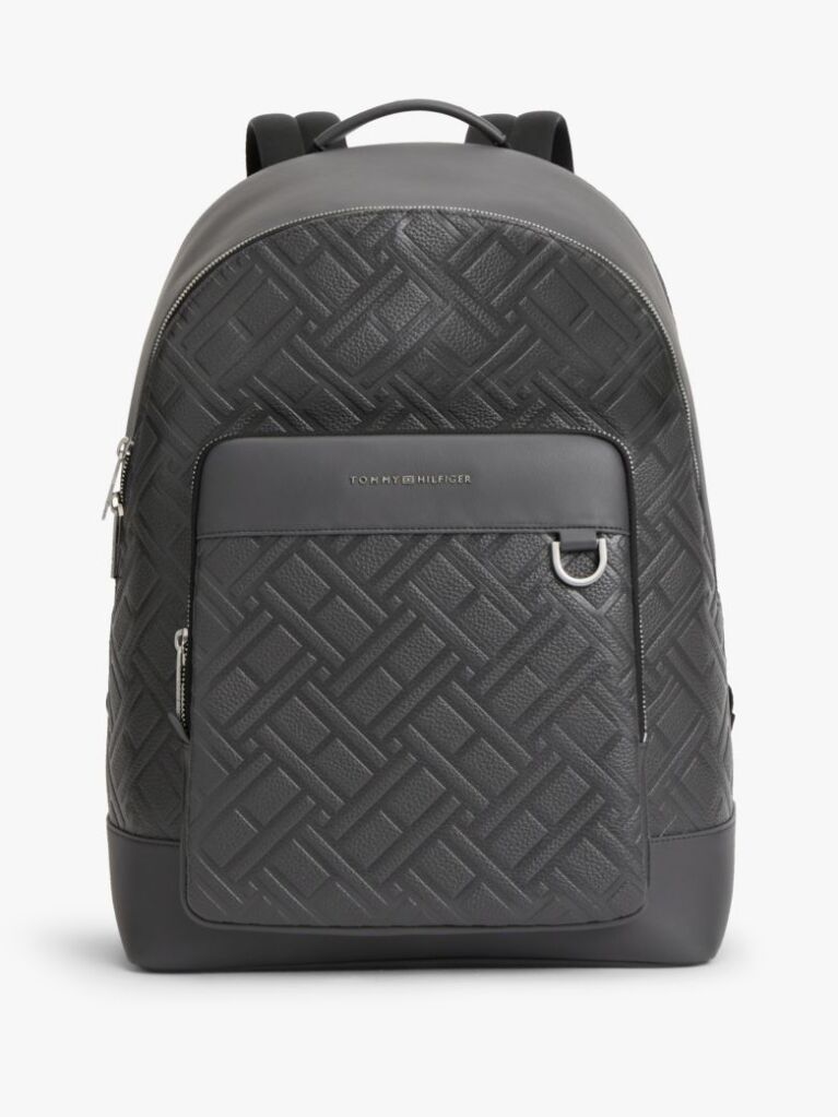 Grey Modern Flag Metal Logo Dome Backpack  Men