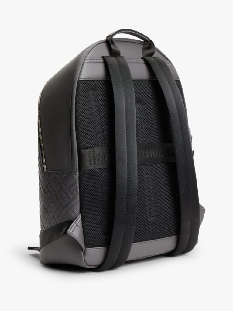 Grey Modern Flag Metal Logo Dome Backpack  Men