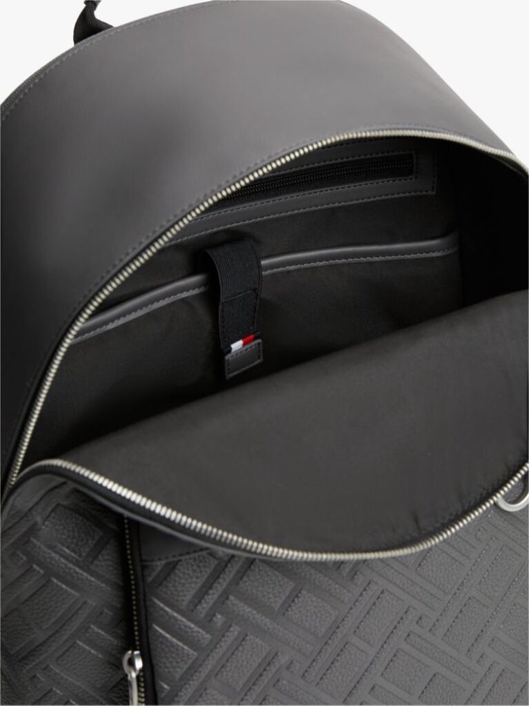 Grey Modern Flag Metal Logo Dome Backpack  Men