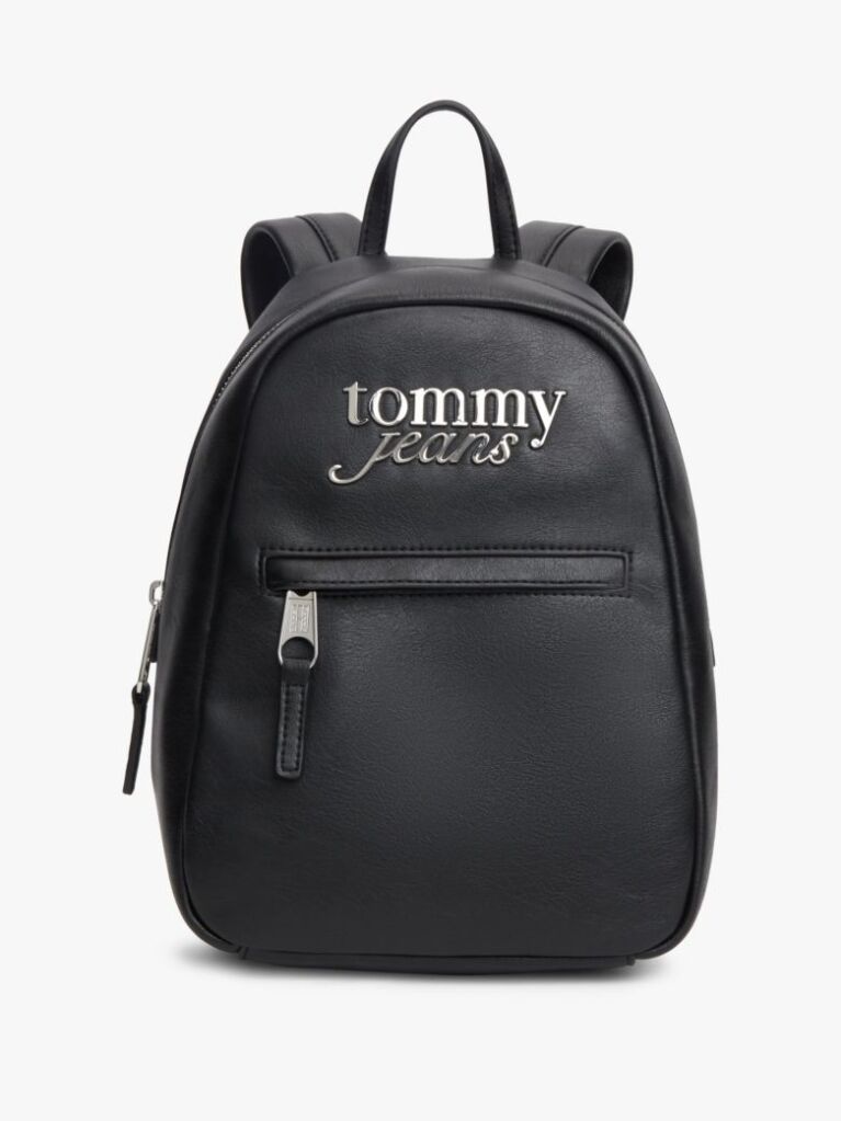 Black Metal Logo Dome Backpack  Women
