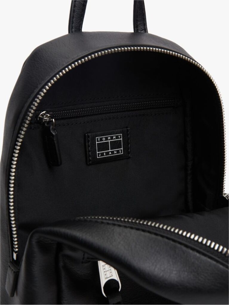 Black Metal Logo Dome Backpack  Women