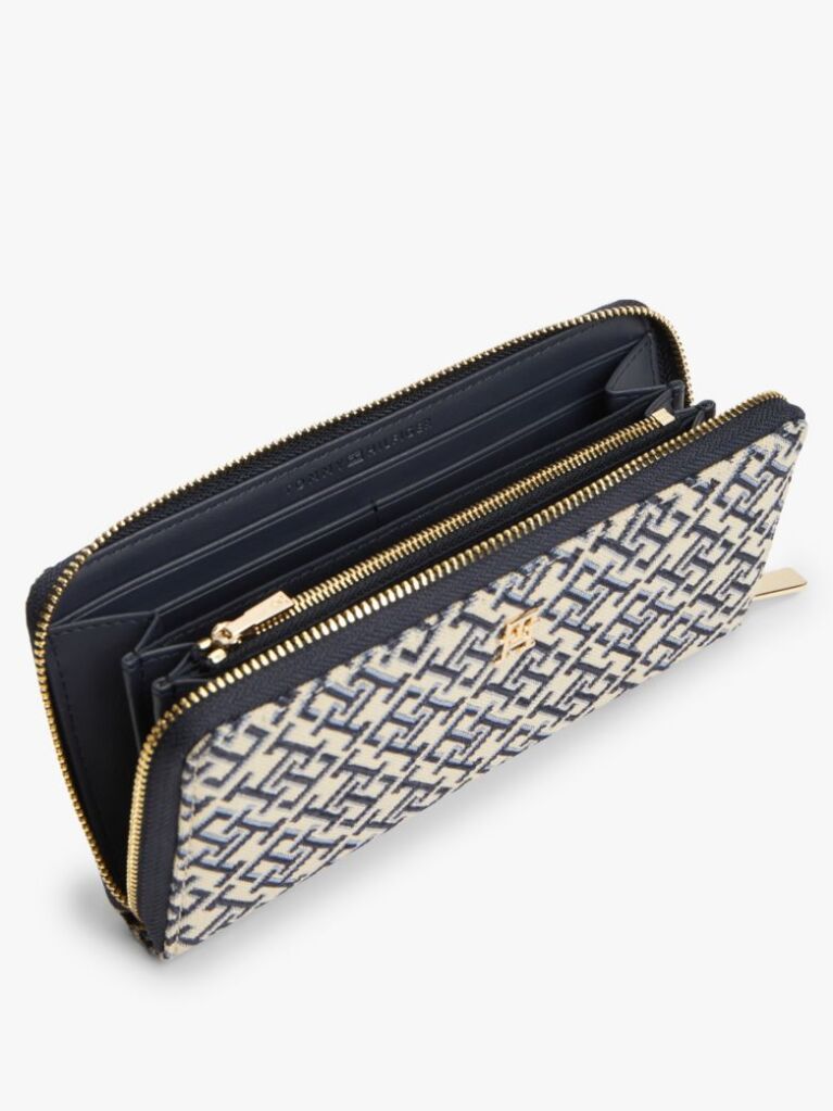 Hilfiger Icon Jacquard Zip Around Wallet | AW0AW187960GY | Tommy