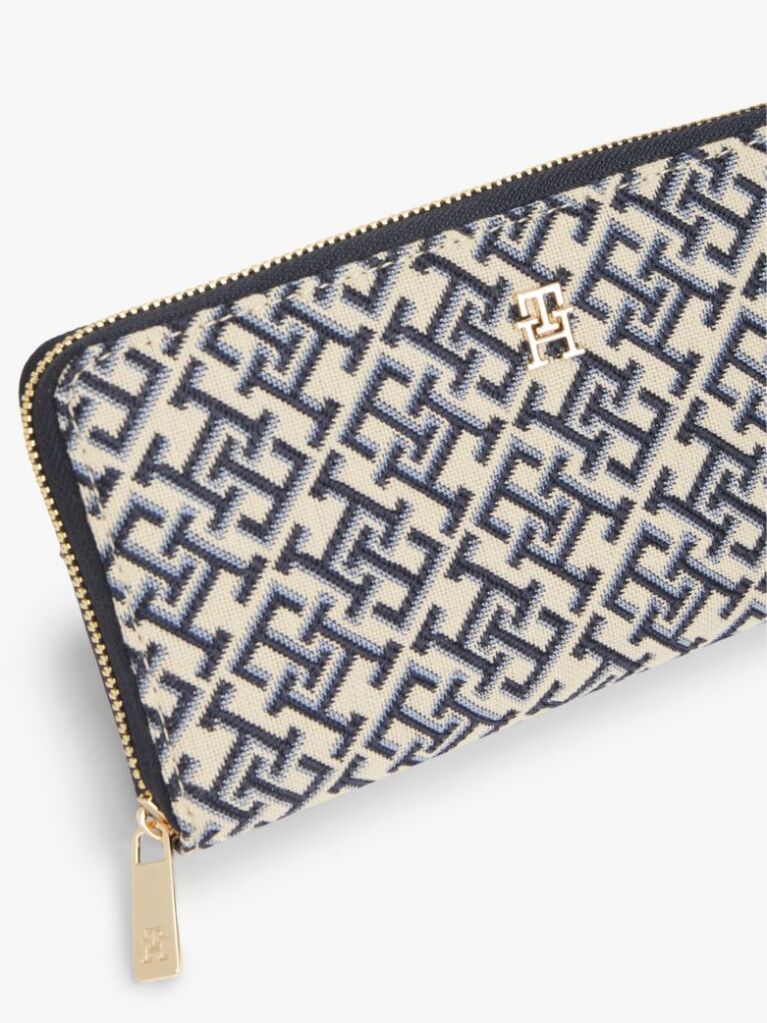 Hilfiger Icon Jacquard Zip Around Wallet | AW0AW187960GY | Tommy