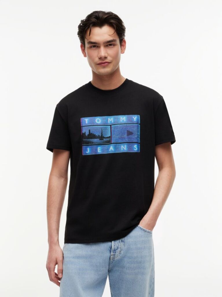Μαύρο T-Shirt Με Σχέδιο  Άνδρες
