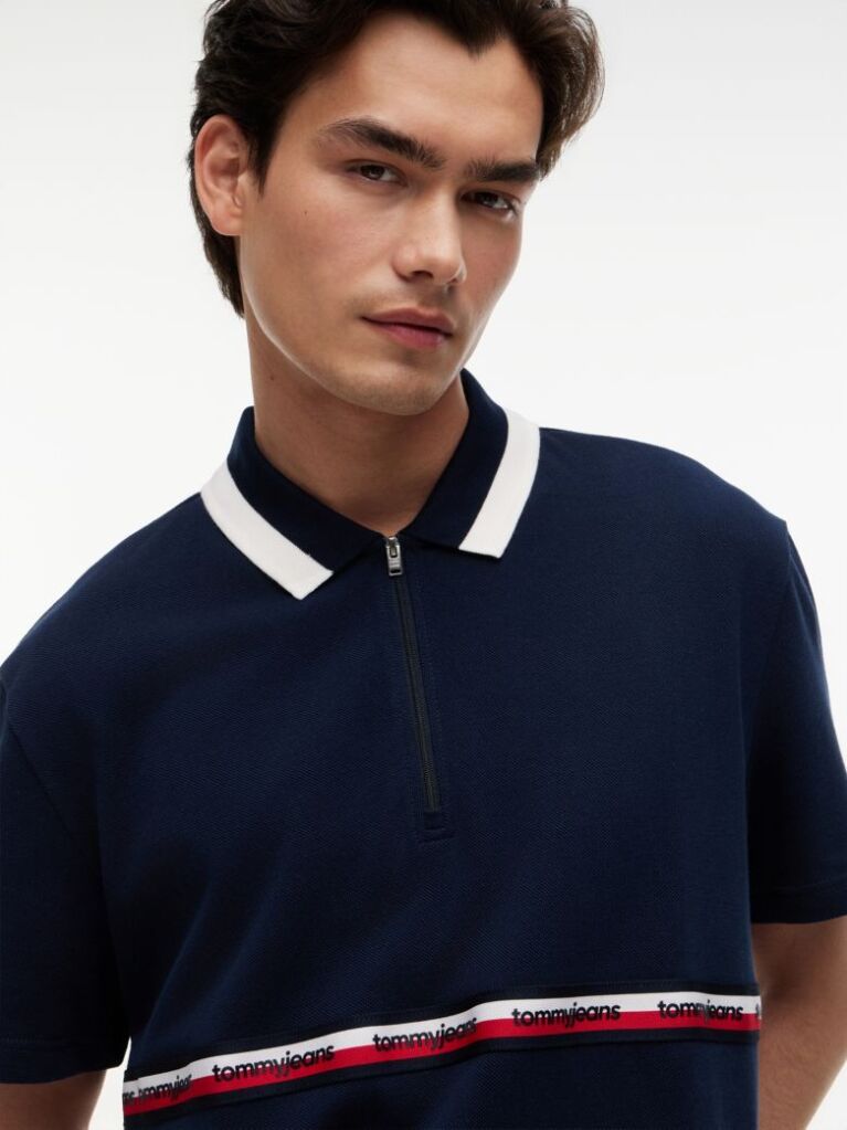 Blue Relaxed Fit Global Stripe Polo Shirt  Men