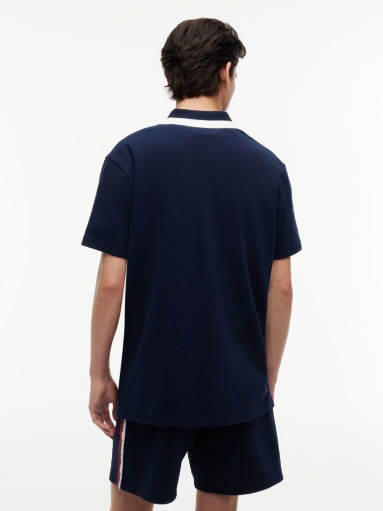 Blue Relaxed Fit Global Stripe Polo Shirt  Men