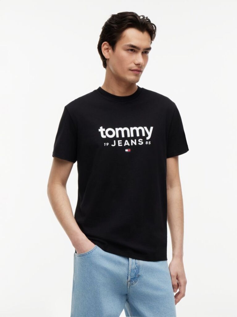Μαύρο Slim T-Shirt Με Λογότυπο Και Σχέδιο  Άνδρες