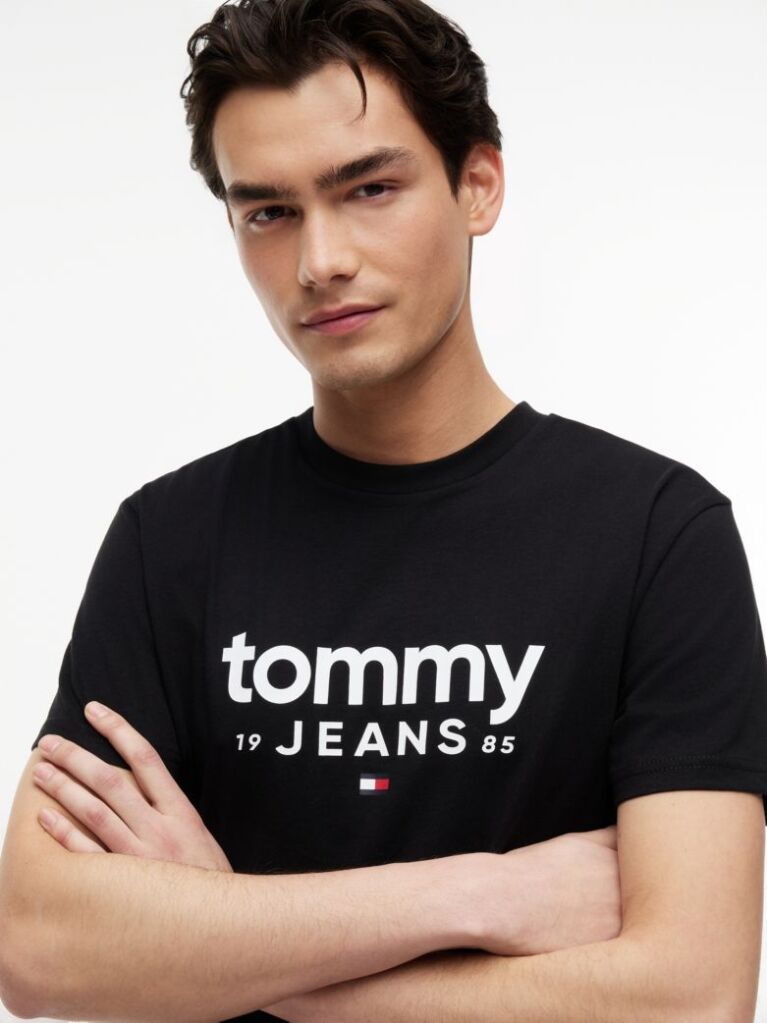 Μαύρο Slim T-Shirt Με Λογότυπο Και Σχέδιο  Άνδρες