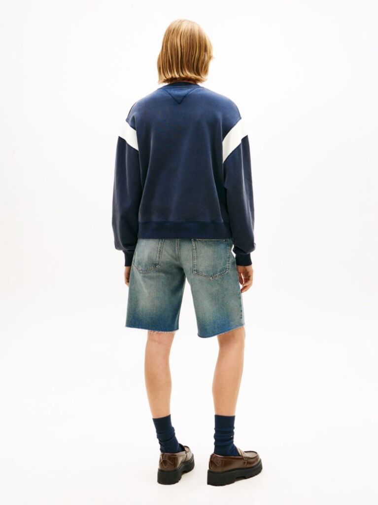 Blue Contrast Logo Embroidery Boxy Sweatshirt  Women