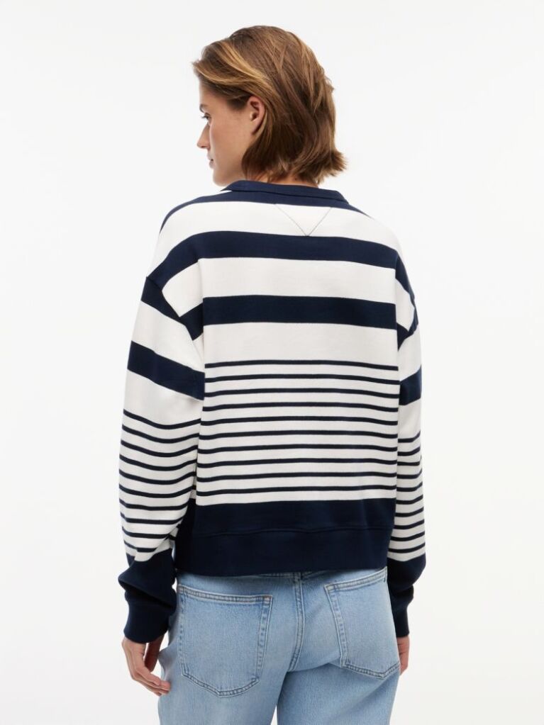 Multi Tommy Badge Stripe Relaxed Sweatshirt  Women