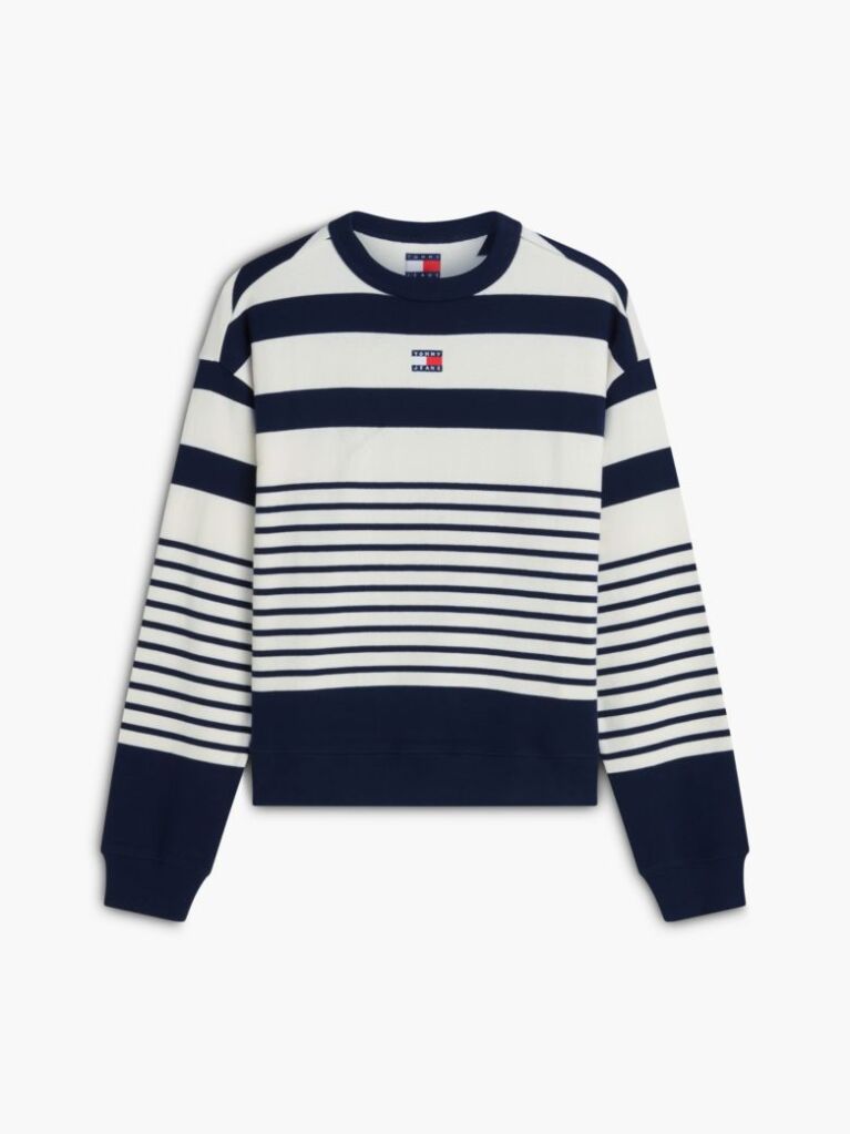 Multi Tommy Badge Stripe Relaxed Sweatshirt  Women