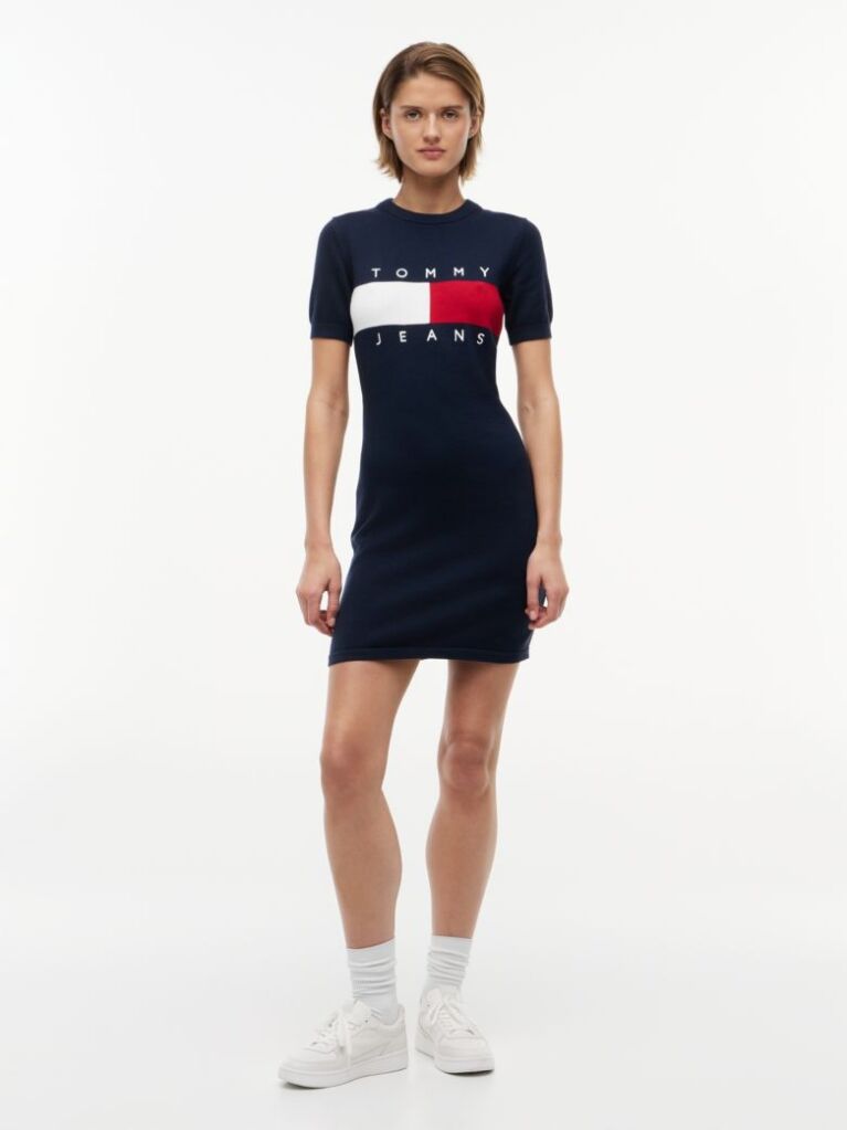 Μπλε Slim Mini Πλεκτό Φόρεμα  Γυναίκες