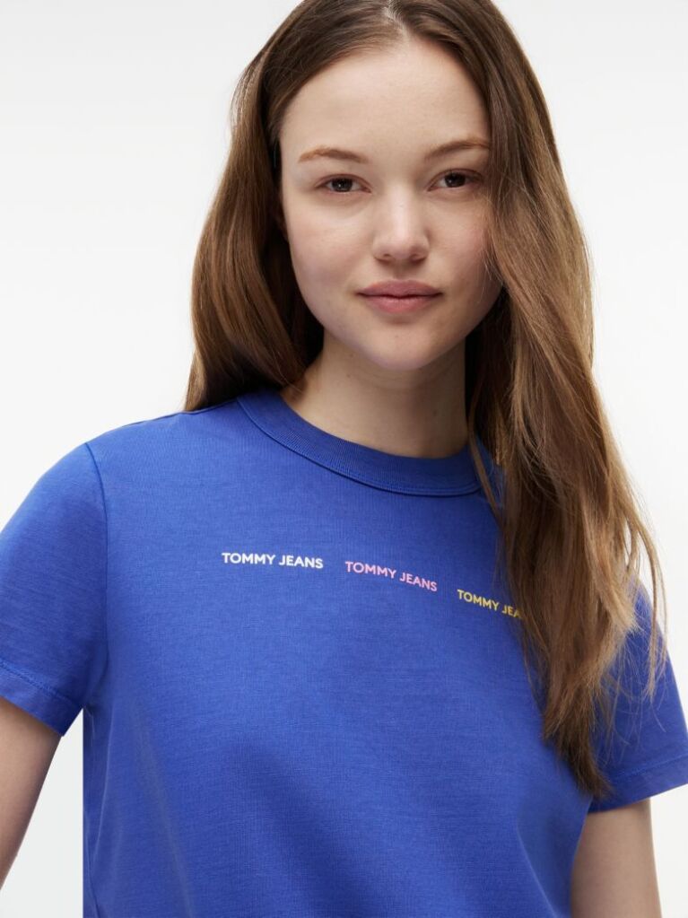 Blue Repeat Logo Washed Jersey T-Shirt  Women