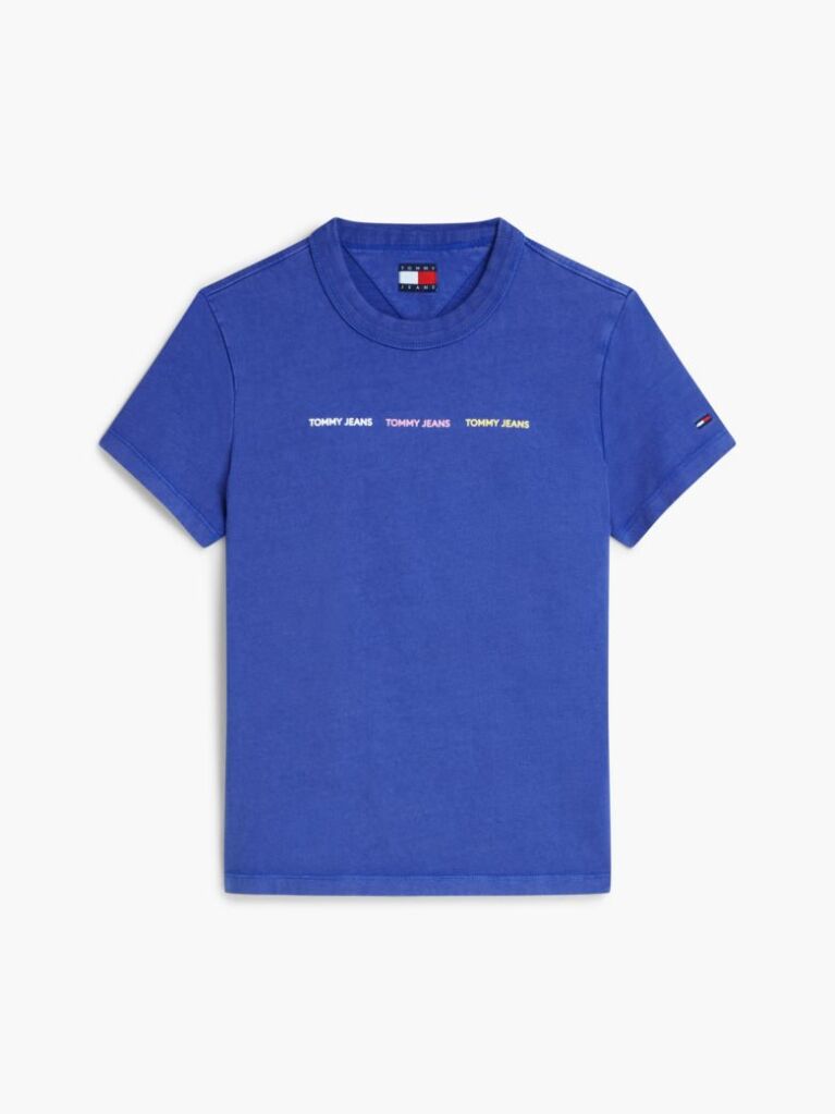 Blue Repeat Logo Washed Jersey T-Shirt  Women