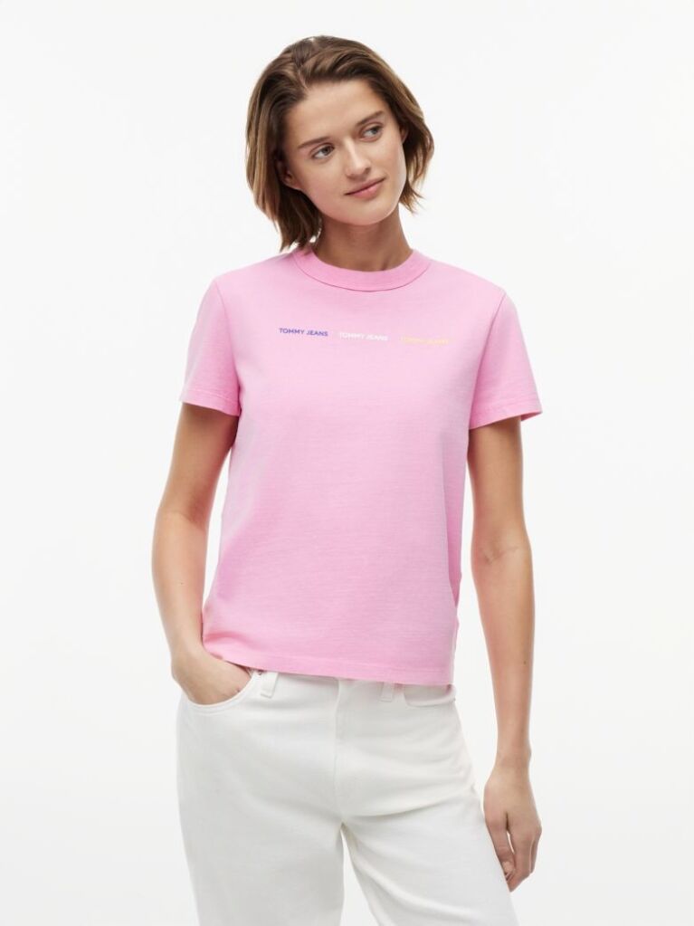 Ροζ Βαμβακερό T-Shirt Με Επαναλαμβανόμενο Λογότυπο  Γυναίκες